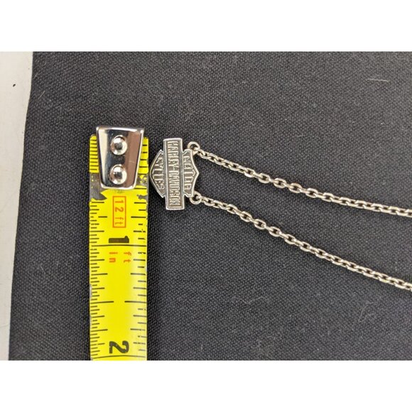 HARLEY DAVIDSON 925 STERLING TWO SIDED CRYSTAL BAR & SHIELD MOTORCYCLE NECKLACE - Picture 9 of 16